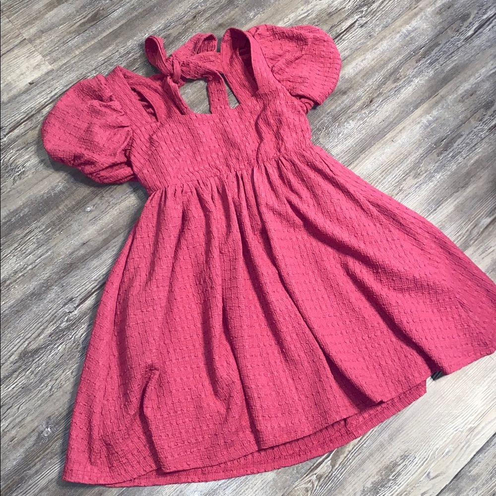 EUC LUSH Pink Babydoll Dress S Bow Back Fem